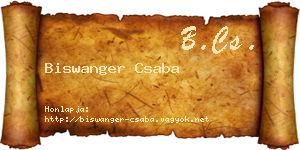 Biswanger Csaba névjegykártya